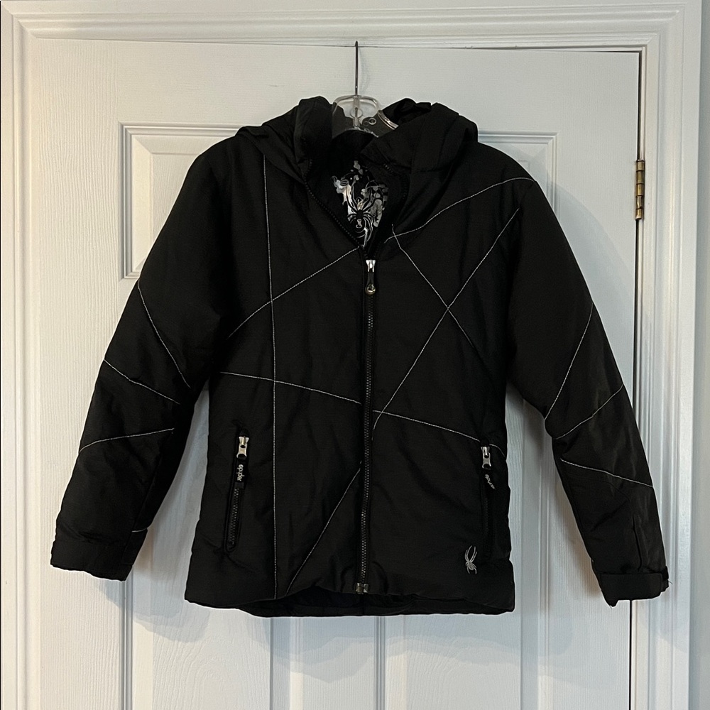 Spyder Black Jacket with White Accents - Picture 1 of 4